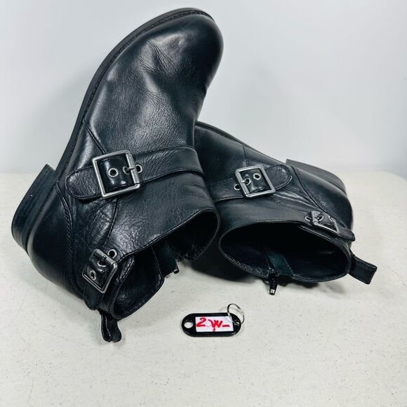 Vionic logan women’s size 9 black leather zip up ankle boots SFB - Picture 1 of 8